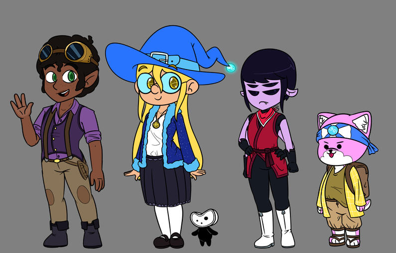 Red, Tumble, Friend, Ash, and Mameko. These are a few characters in a story I've been working on.